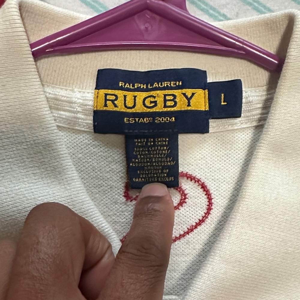 Ralph Lauren Rugby USA Rugby White Polo Shirt with Red and Blue Accents - Picture 4 of 4